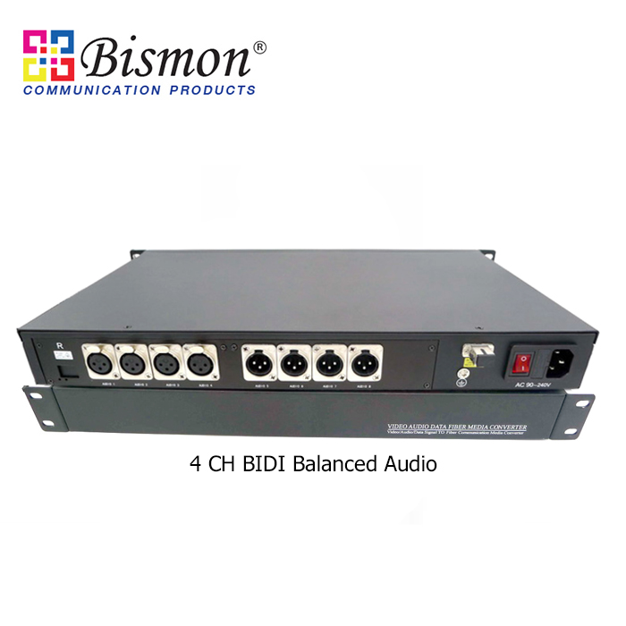 4-CH-BIDI-Balanced-Audio-XLR-to-Fiber-optic-Single-fiber-20KM-SM-FC-Connector